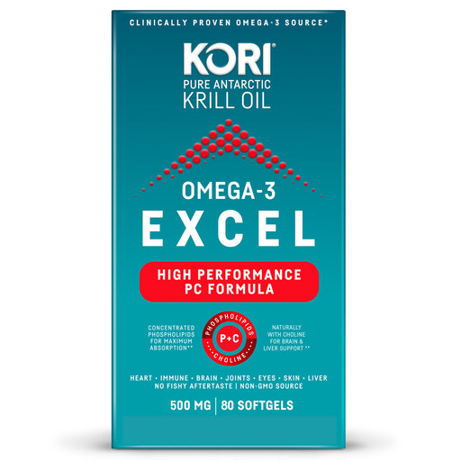 Kori Krill Oil  Omega-3 Excel 500mg, 80ct