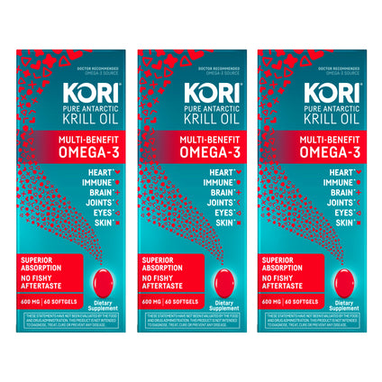 Kori Krill Oil Superior Omega-3 600mg 60ct, Small Softgels