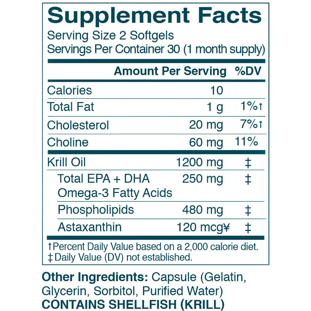 Kori Krill Oil Superior Omega3 600mg 60ct, Small Softgels