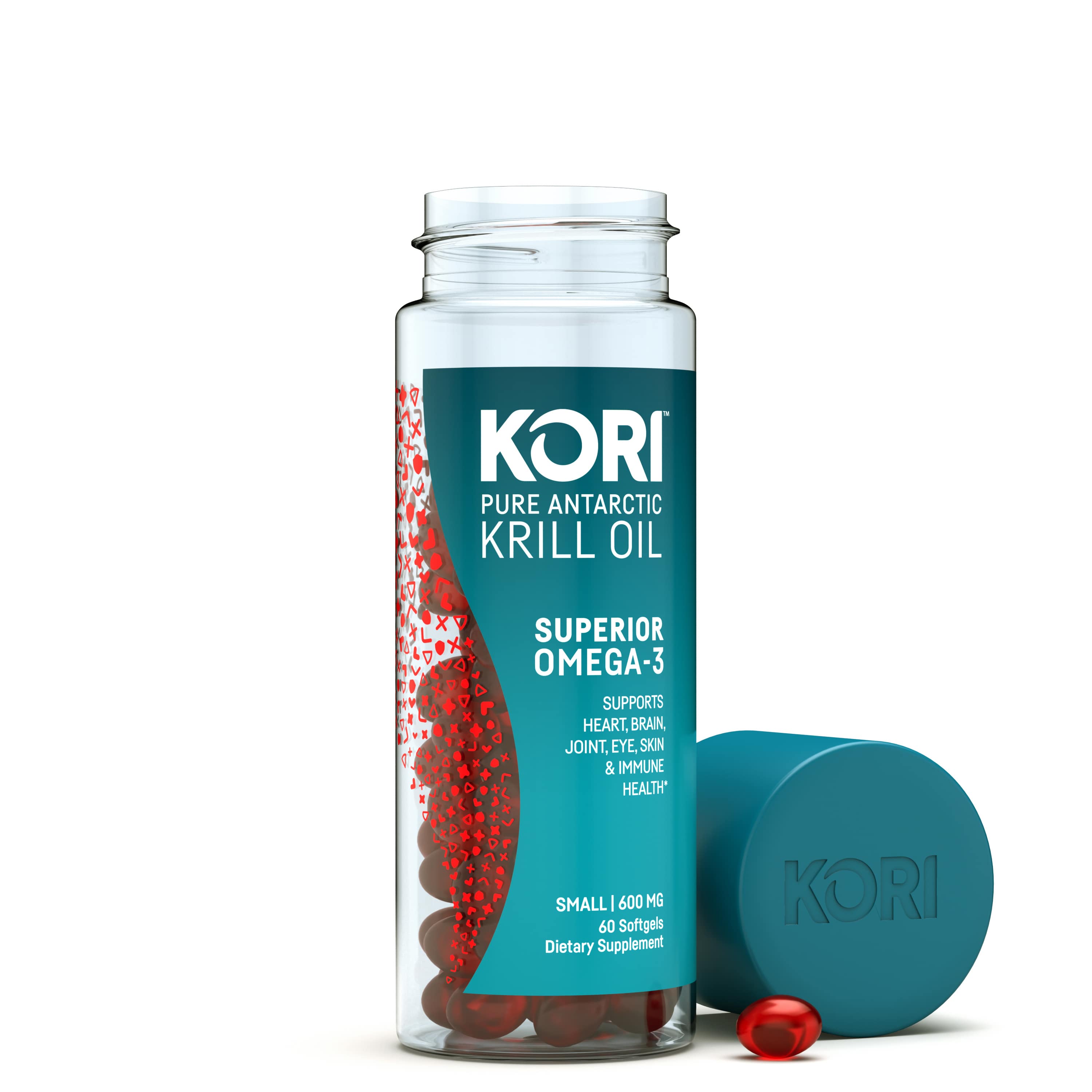 Kori Krill Oil Superior Omega-3 600mg 60ct, Small Softgels